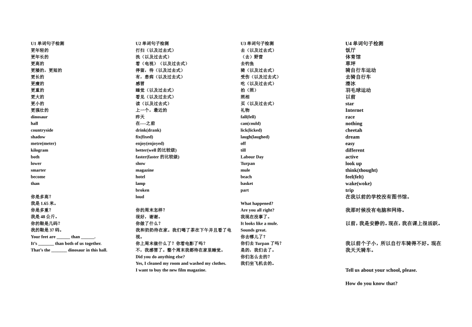 六下U1-4单词句子_第1页
