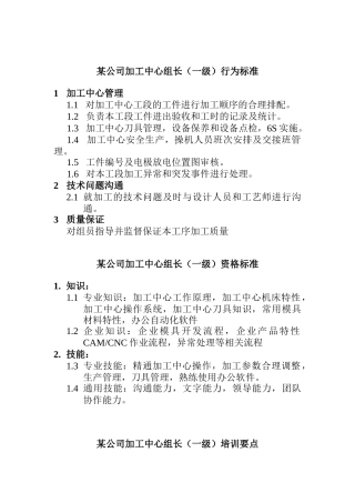 加工中心组长任职资格