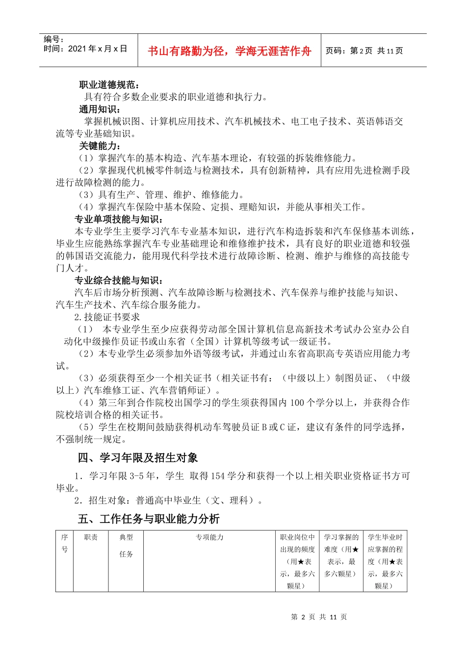 日照职业技术学院汽车检测与维修技术（中韩合作）_第2页