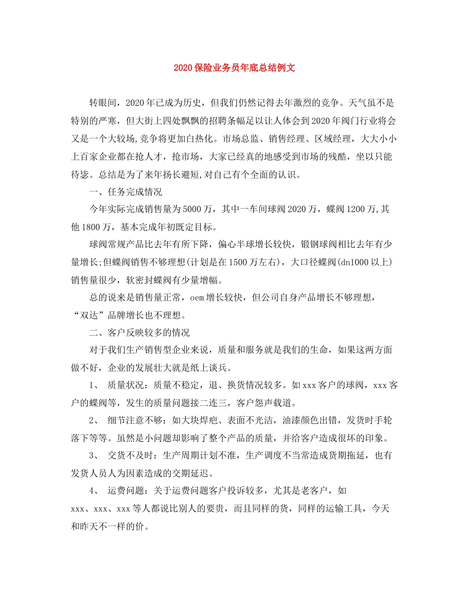 保险业务员年底总结例文_第1页