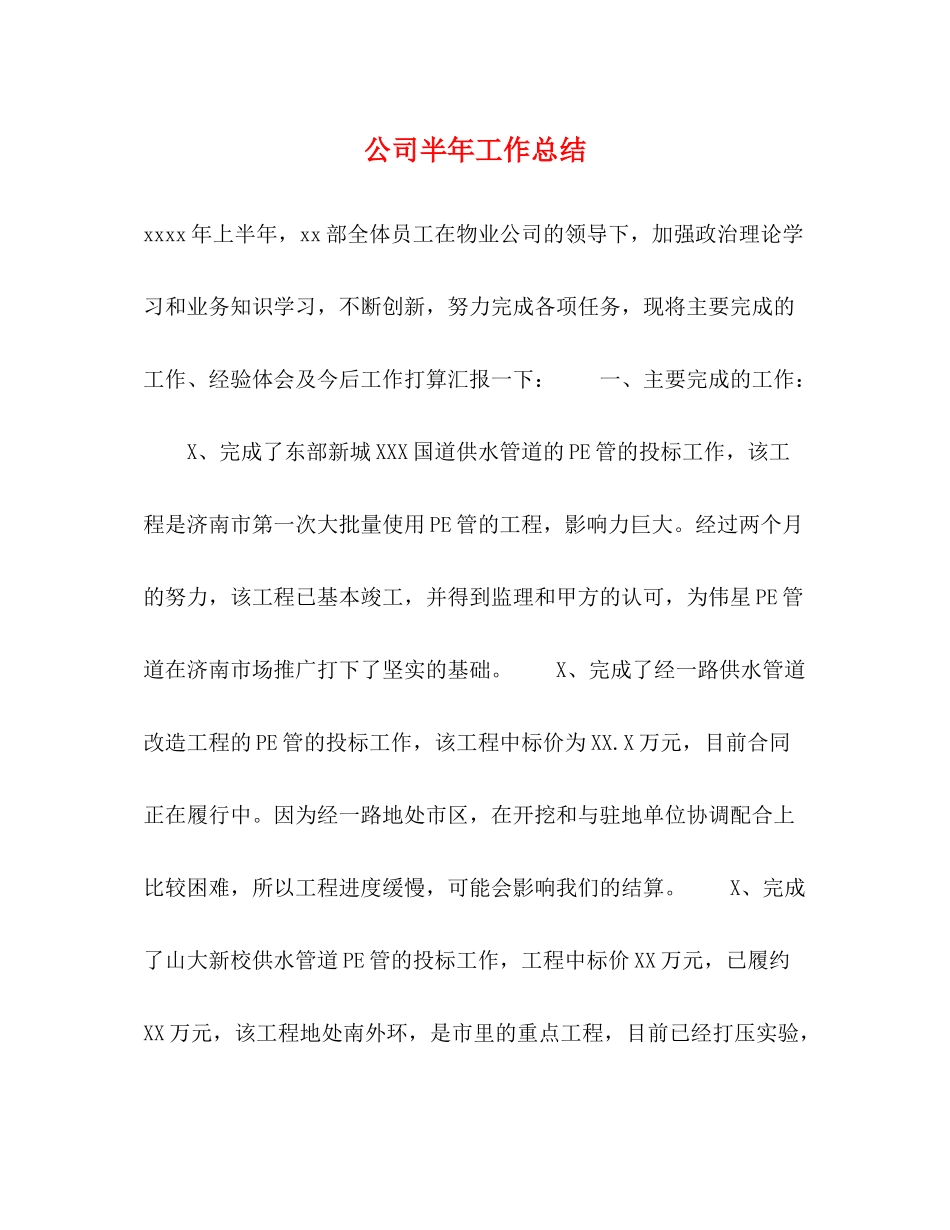 公司半年工作总结22_第1页