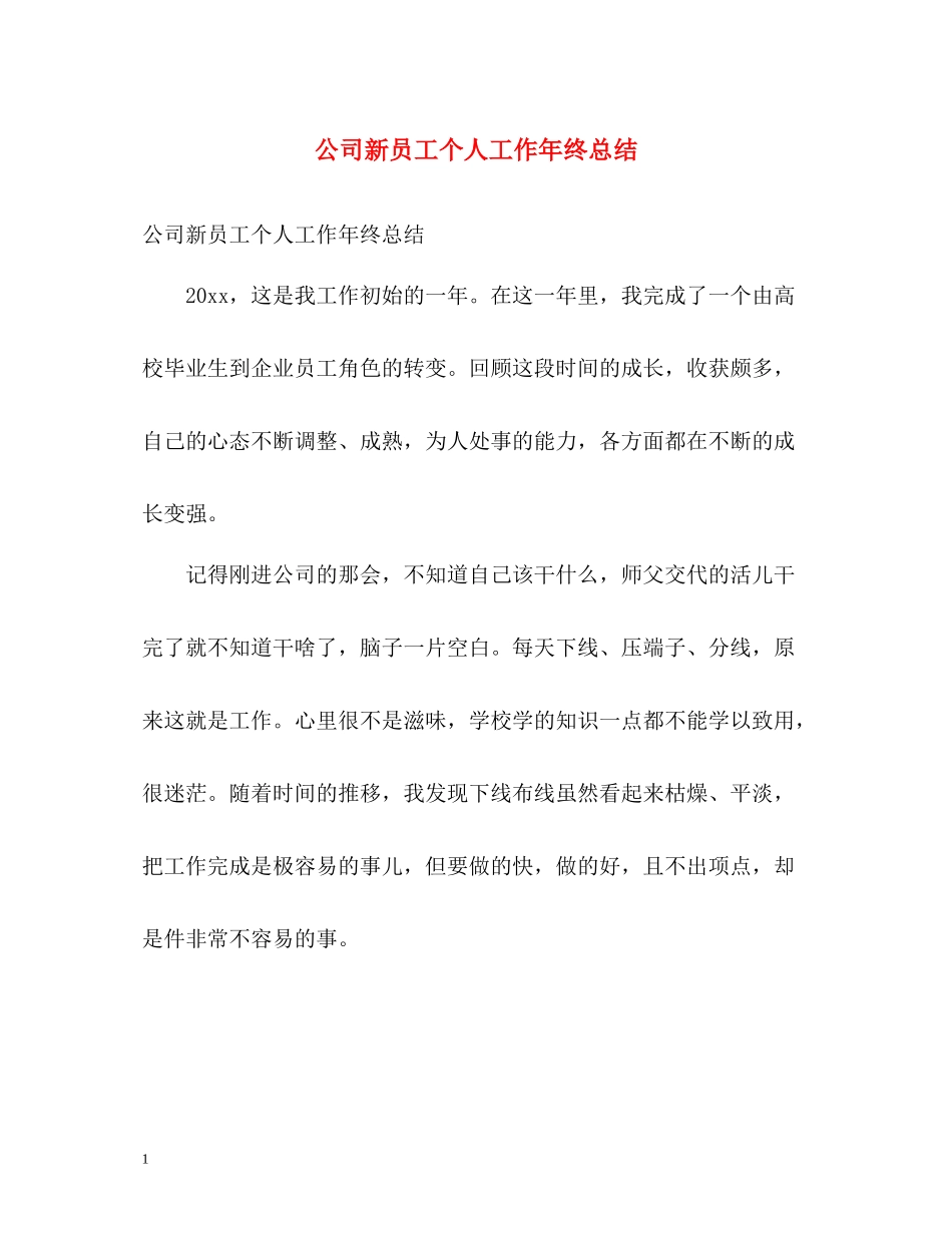 公司新员工个人工作年终总结_第1页