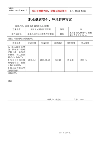 职业健康安全、环境管理方案