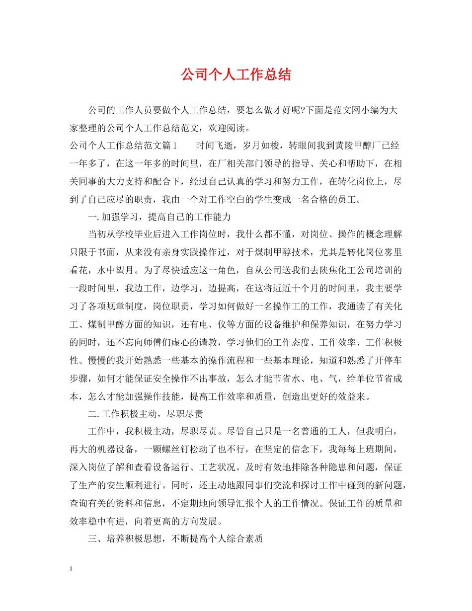 公司个人工作总结_第1页