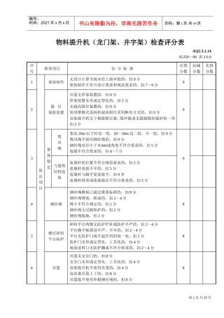 物料提升机（龙门架、井字架）检查评分表(DOC16页)