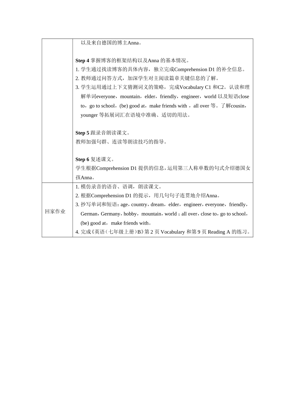 七年级上Unit1Reading教学设计_第2页