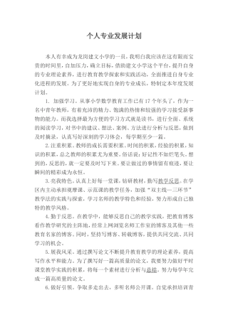 个人专业发展计划