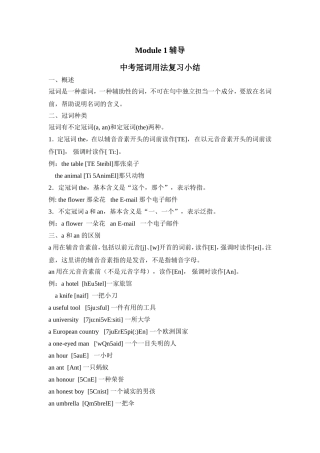 中考冠词用法复习小结