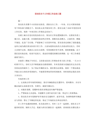 保安队长个人年度工作总结三篇