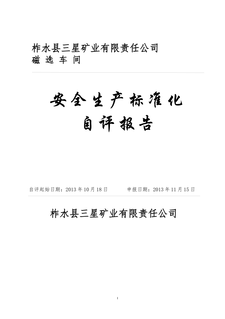 安全生产标准化自评报告_第1页