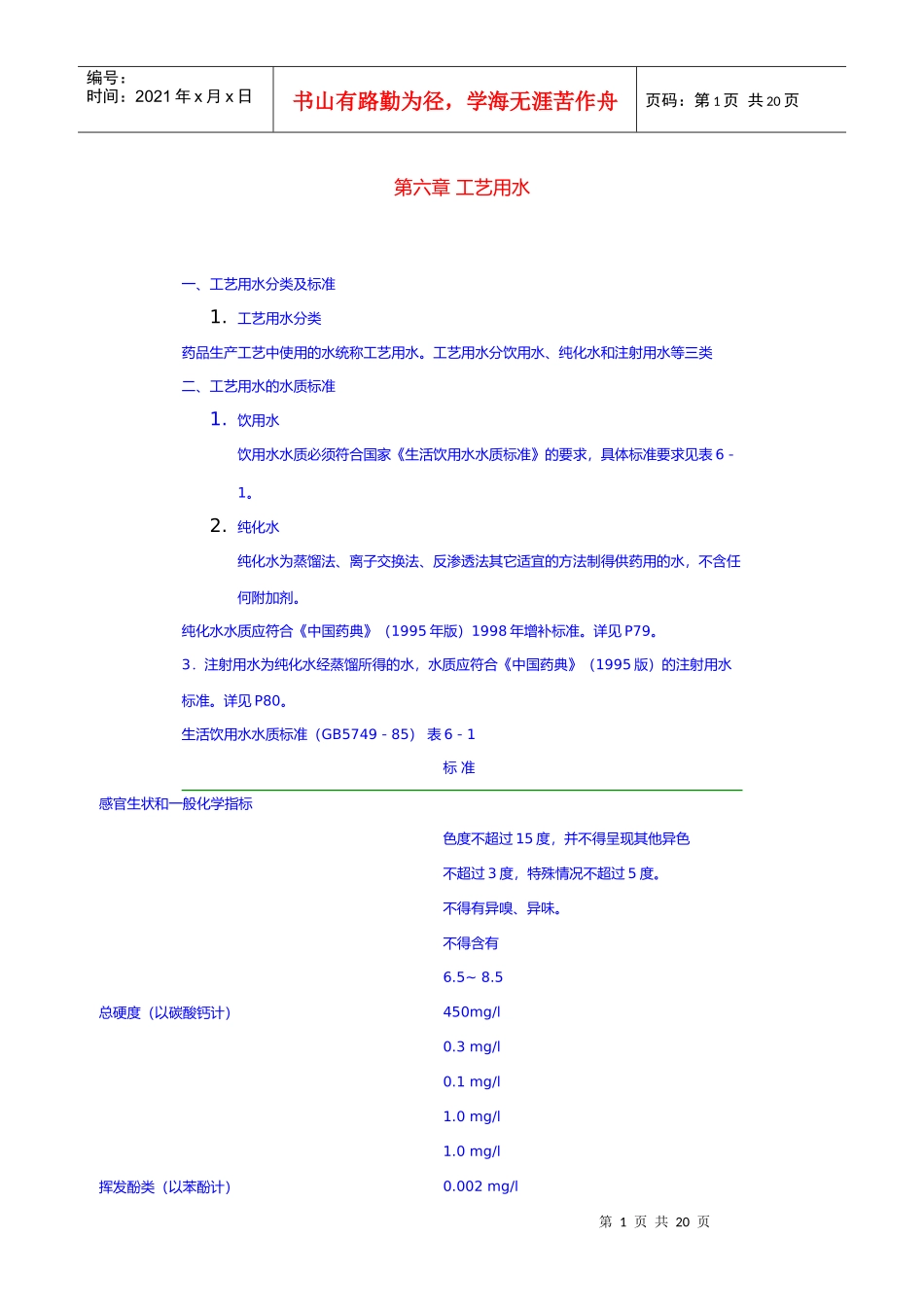 第六章 工艺用水_第1页