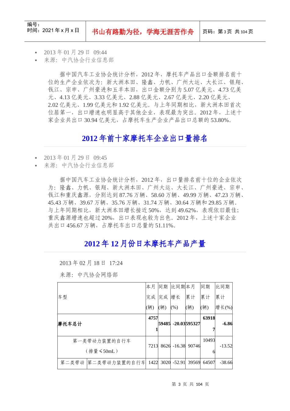 XXXX年摩托车生产企业经济效益简析(月度)_第3页
