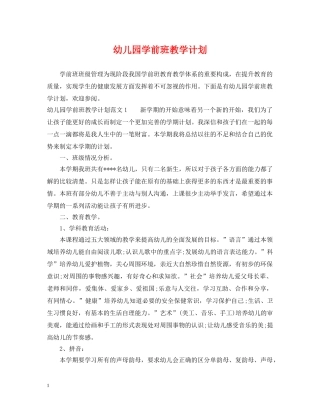 幼儿园学前班教学计划 