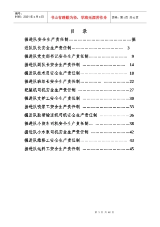 普掘区队安全生产责任制