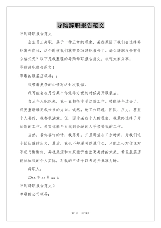 导购辞职报告范本