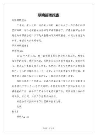 导购辞职报告
