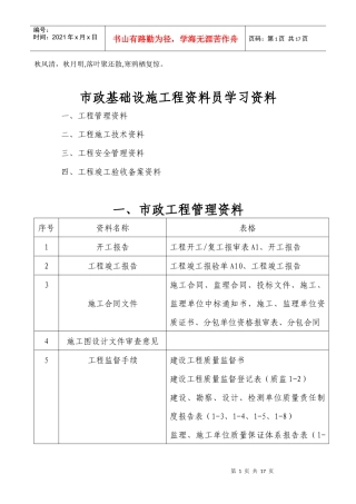 Imvipk市政工程施工技术资料组卷要求