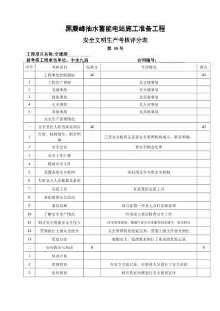 安全文明生产考核评分表
