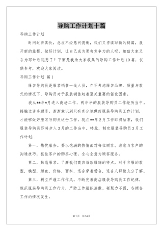 导购工作参考计划十篇