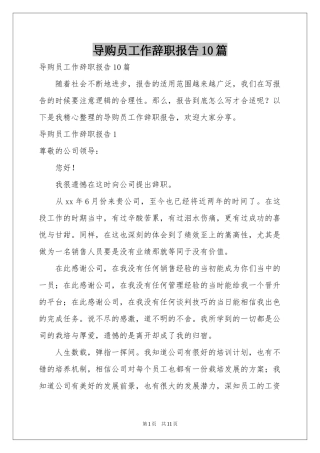 导购员工作辞职报告10篇