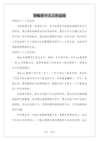 导购员个人工作参考总结