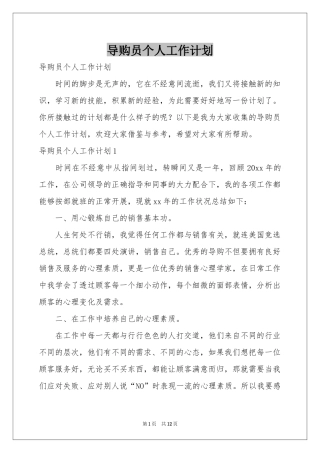 导购员个人工作参考计划