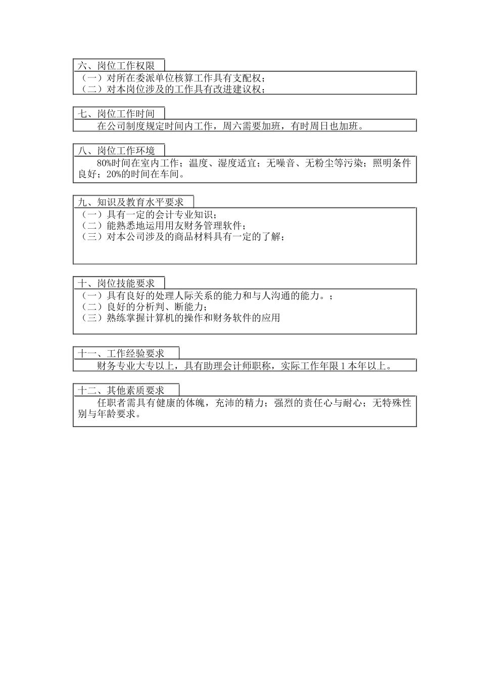 登康口腔护理用品股份有限公司委派车间核算岗位说明书_第2页