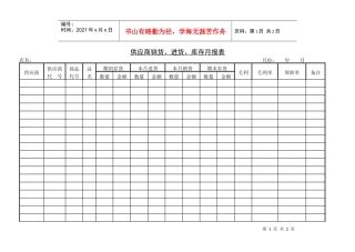 供应商销货、进货、库存月报表