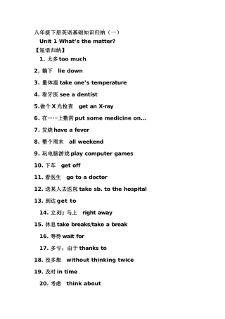 八下Unit1重点短语