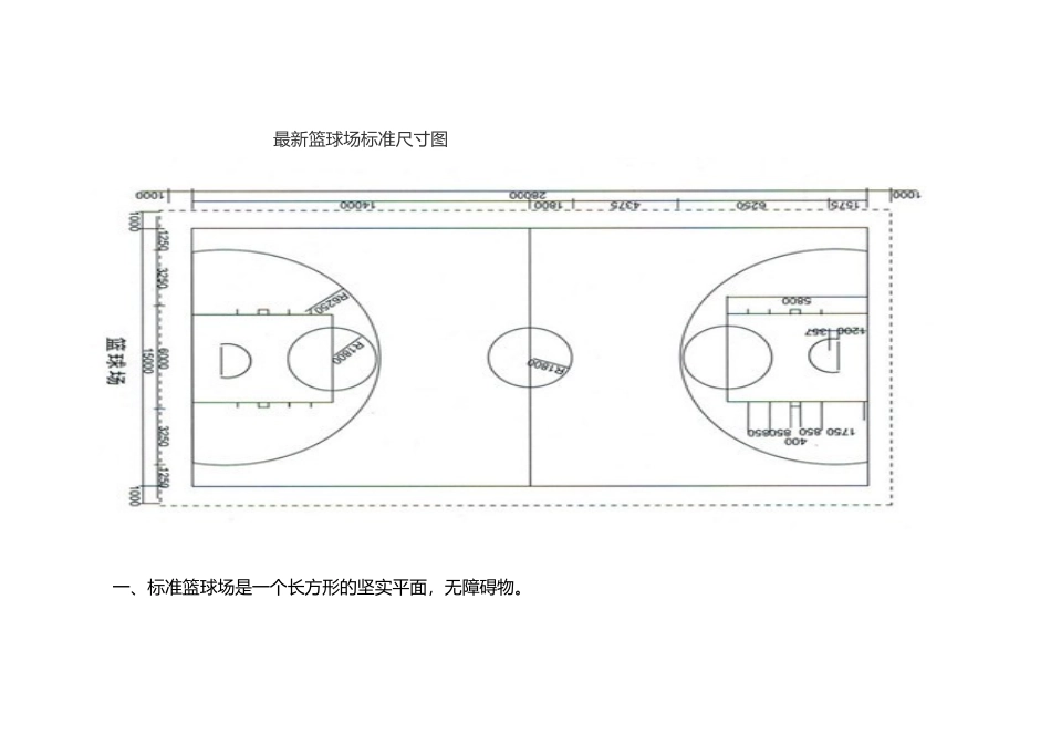 篮球场地标准尺寸图划线方法及篮球场CAD图下载_第2页