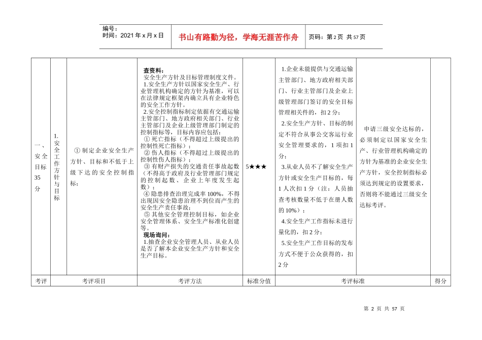 城市公共汽车客运企业安全生产达标考评方法和考评实施_第2页