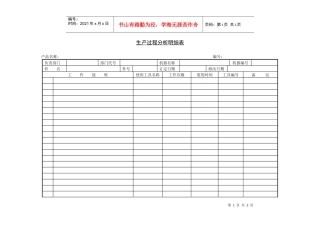 生产过程分析明细表