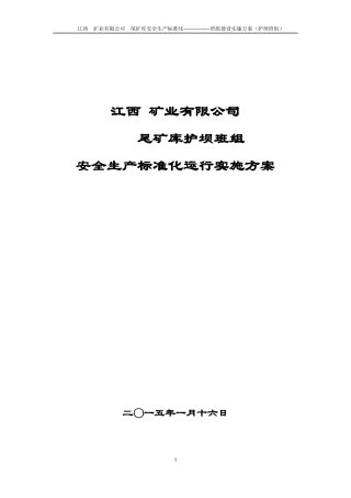 尾矿库护坝班组安全生产标准化运行实施方案