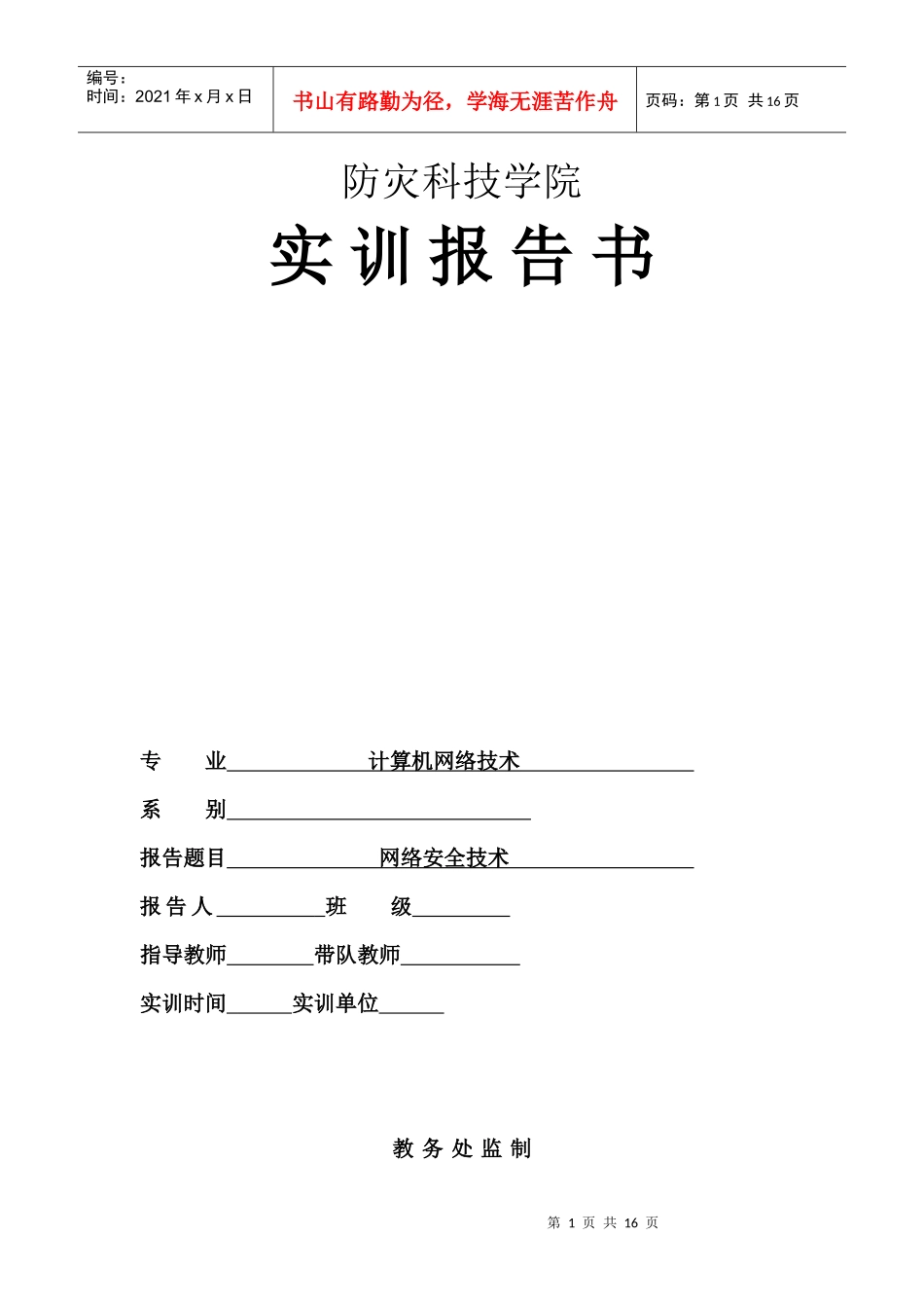 网络安全技术报告书_第1页