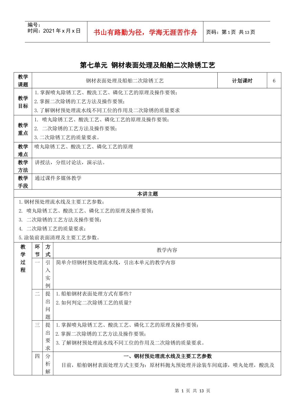 单元七 钢材表面处理及船舶二次除锈工艺_第1页