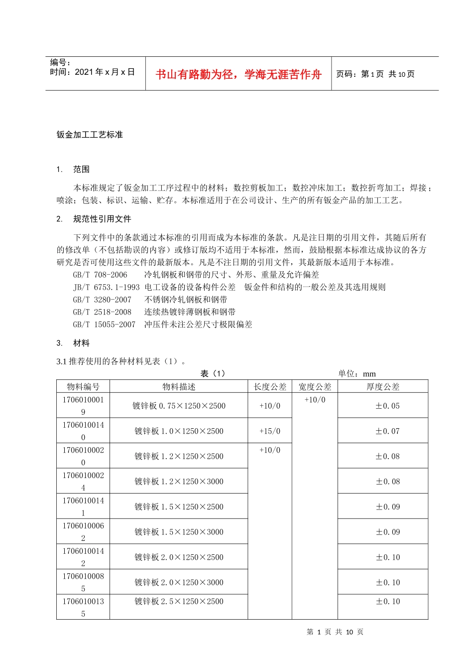 钣金加工工艺标准_第1页