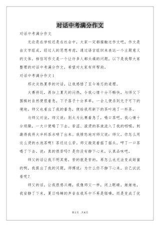 对话中考满分作文