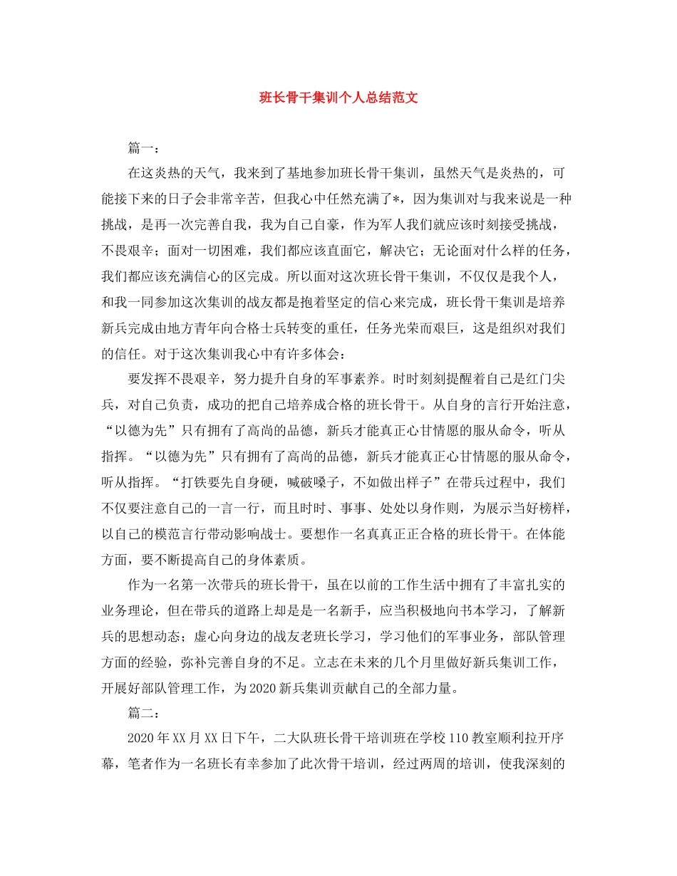 班长骨干集训个人总结范文_第1页