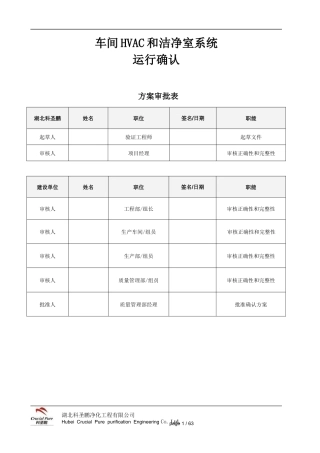 车间HVAC和洁净室系统验证