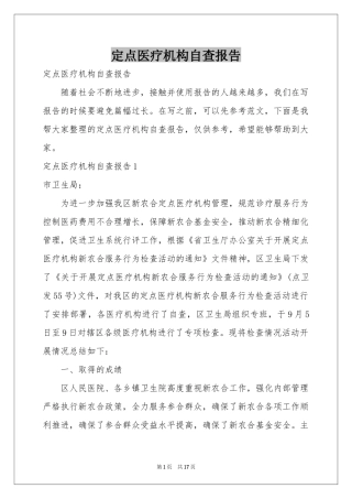 定点医疗机构自查报告