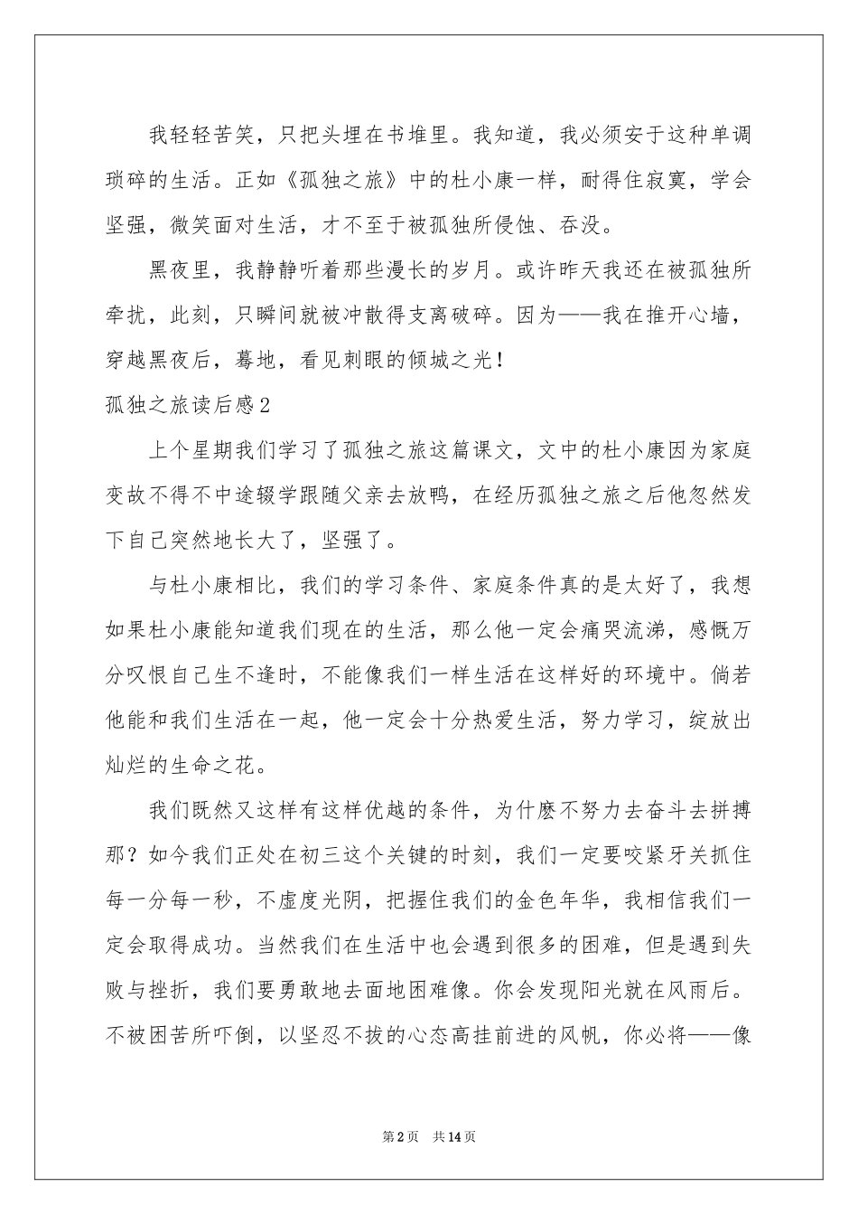 孤独之旅读后感_第2页