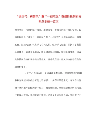 讲正气树新风暨一创双优查摆阶段剖析材料及总结—范文