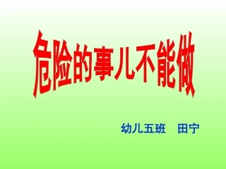 危险的事儿不能做