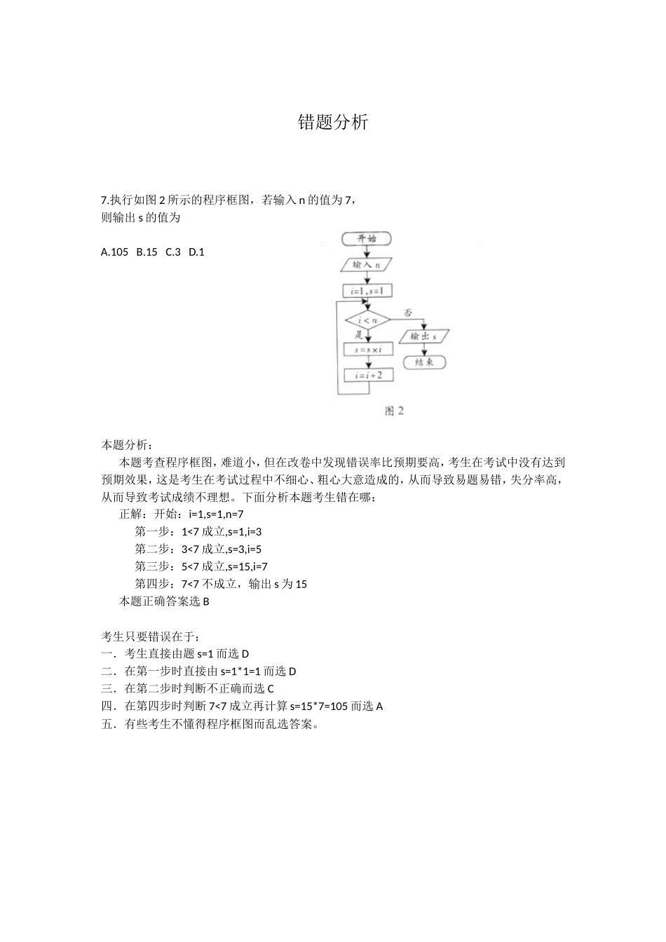 高一数学期末模拟考试错题分析_第1页