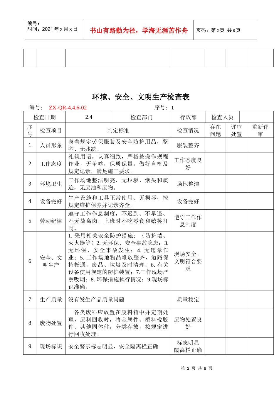 17环境、安全、文明生产检查表OK_第2页