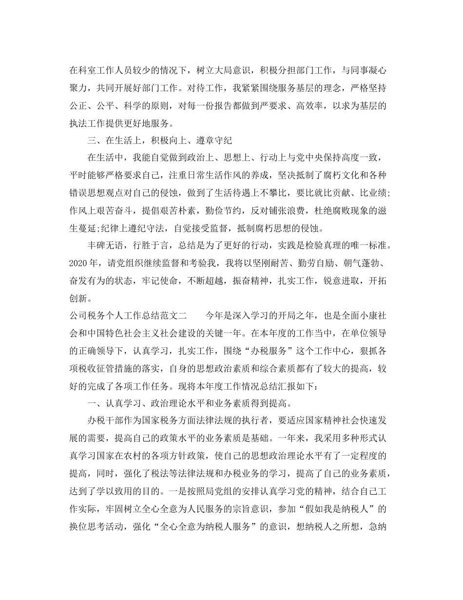 公司税务个人工作总结范文_第2页