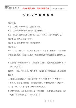法制安全教育教案
