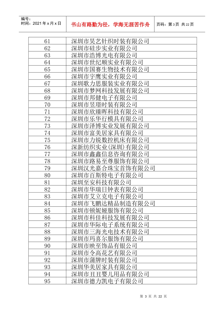 国家中小企业生产经营运行监测平台深圳市入选企业一览表(第三批_第3页