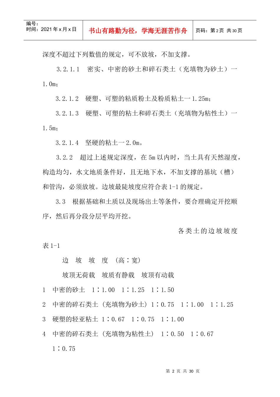 人工挖土施工工艺MicrosoftWord文档_第2页