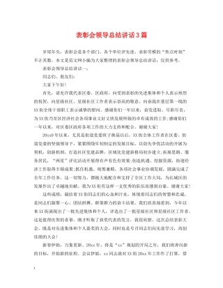 表彰会领导总结讲话3篇